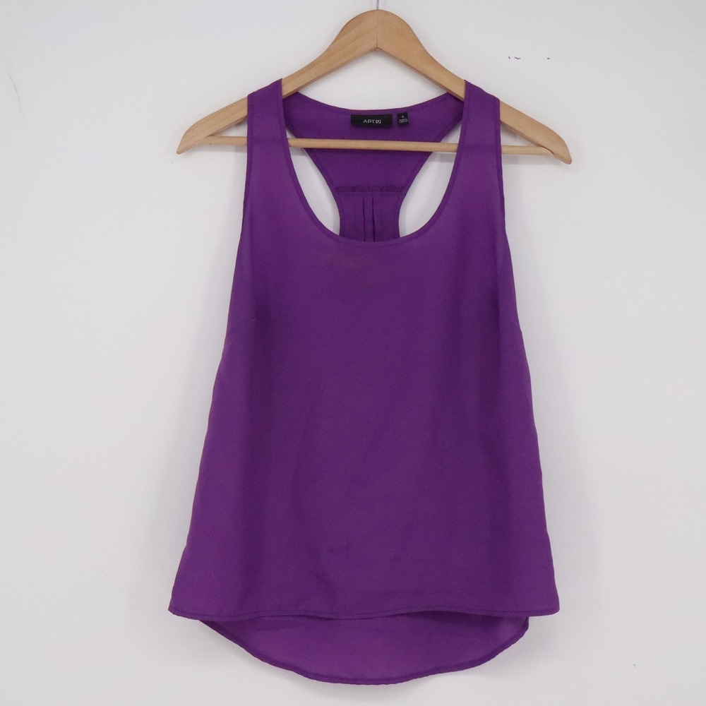 Apt. 9 Tank Top Womens S Racerback Purple High-Low Pleated Back Excellent